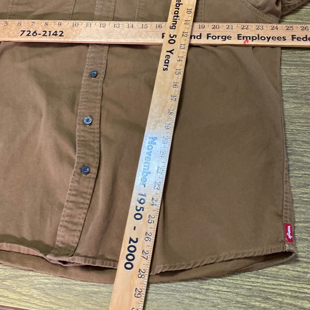 Brown Wrangler Flex Long Sleeve Button Down Stretch Shirt Size XL - Picture 3 of 6